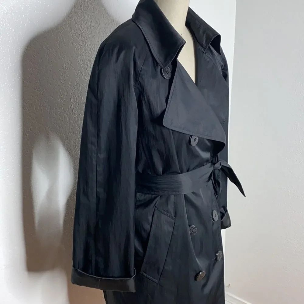 Elie Tahari black trench coat blazer M - Picture 3 of 7
